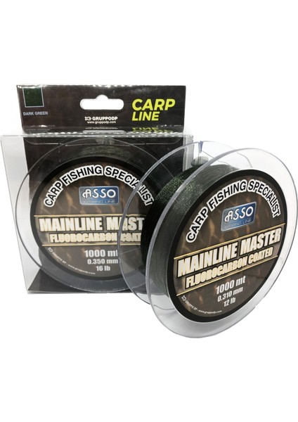 Asso Mainline Master Carp Fc Coated 1.000MT Carp Line Dark Green 0.28 mm