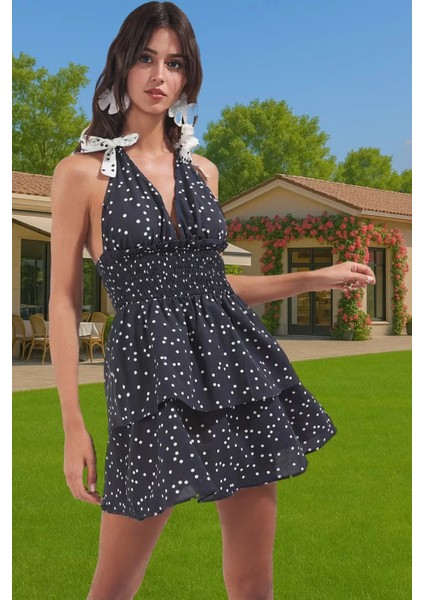 Şık Puantiyeli Yazlık Elbise %100 Pamuk Nefes Alabilir Modern Stil Kaliteli Işçilik Rahat ve Şık