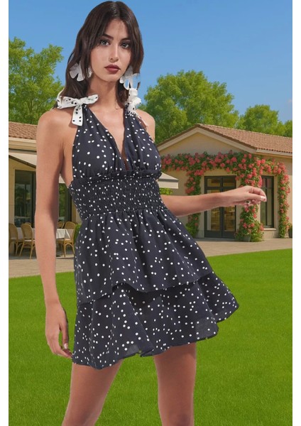 Şık Puantiyeli Yazlık Elbise %100 Pamuk Nefes Alabilir Modern Stil Kaliteli Işçilik Rahat ve Şık fırsatları