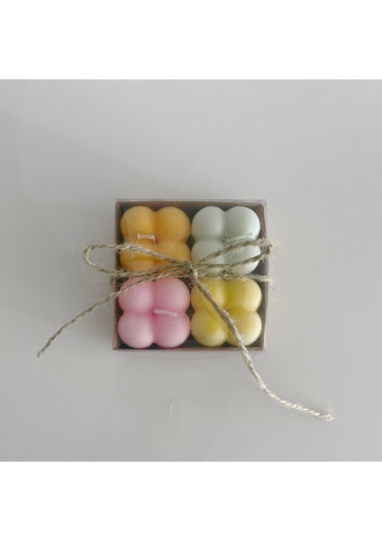 Seni Seviyorum Kartlı Bubble Tasarım Çok Renkli Kokulu Mum 4'lü indirimleri