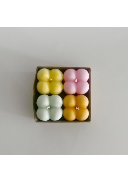 Seni Seviyorum Kartlı Bubble Tasarım Çok Renkli Kokulu Mum 4'lü