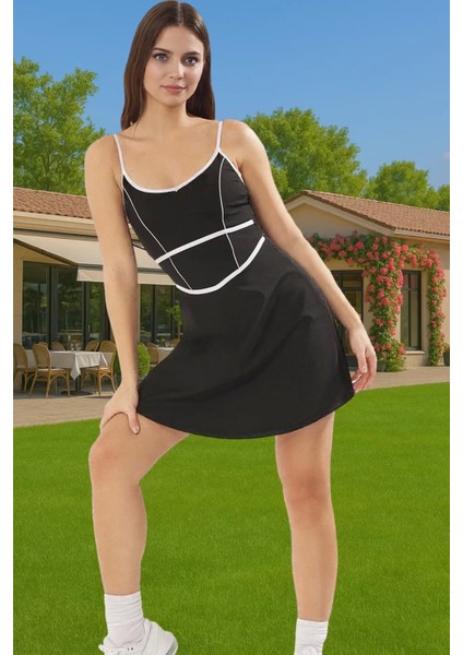 Kadın Yazlık Mini Elbise Spor Şort Detayı Polyester Elastan Kumaş Seçkin Malzeme Rahat ve Şık