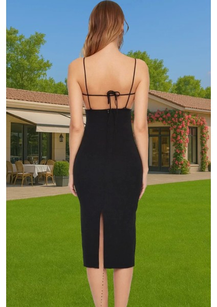 Şık Kare Yaka Bodycon Abiye Elbise Dokuma Finike Kumaş Özel Günler Rahat Kullanım Trend Tasarım