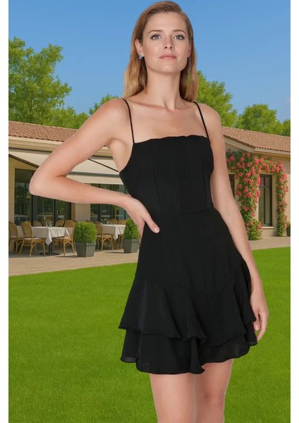 Kadın Şifon A Kesim Mini Abiye Elbise Balenli Özel Gün Elbisesi Dayanıklı Malzeme Modern Stil fiyatları