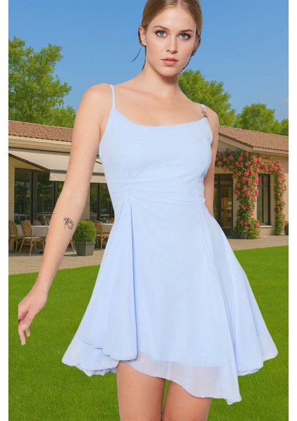 Astarlı Şık Mini Abiye Elbise Polyester Elastan Dokuma Kumaş Profesyonel Görünüm Özel Tasarım