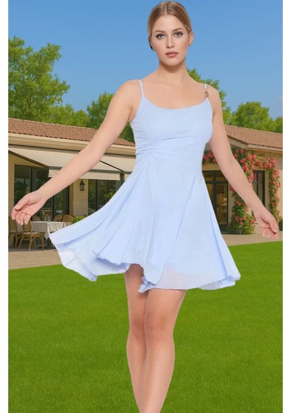 Astarlı Şık Mini Abiye Elbise Polyester Elastan Dokuma Kumaş Profesyonel Görünüm Özel Tasarım