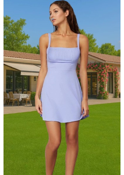 A Line Kolsuz Mini Elbise Polyester Elastan Yazlık Şık Abiye Trend Tasarım Yüksek Kalite Uzun Ömürlü