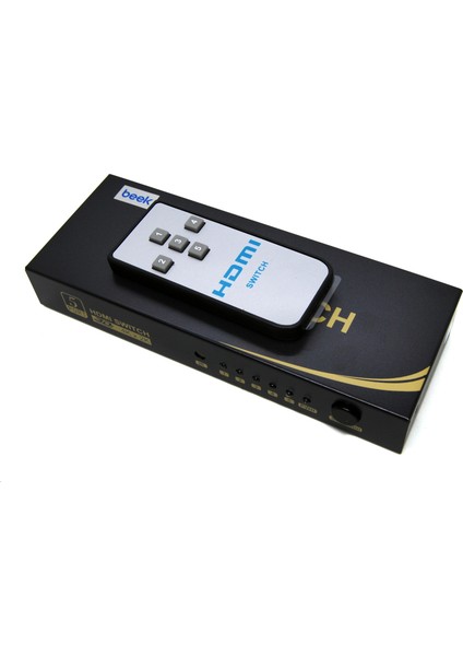5 Port Ultra Hd 4K HDMI Switch, 5 Giriş - 1 Çıkış, Uzaktan Kumandalı, 4K2K, 3D Görüntü Formatlarını Destekler, HDMI 2.0, Hdcp 2.3 Uyumlu&lt;br&gt; beek UHD 4K HDMI Switch 5 Ports, Ir Remote Contr