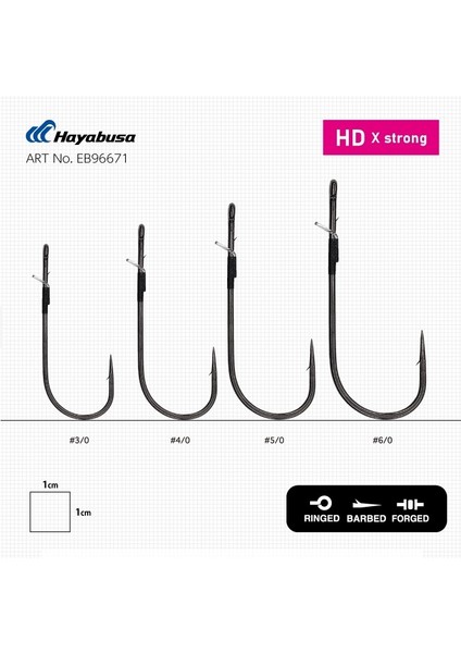 Hayabusa Fpp Hd Straight Güçlendirilmiş Delikli Lüfer Iğnesi Black Nikel 4/0