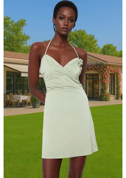 A Line Sandy Örme Mini Elbise Kalp Yaka Kolsuz Rahat Yazlık Rahat Kullanım Rahat Kullanım fiyatları