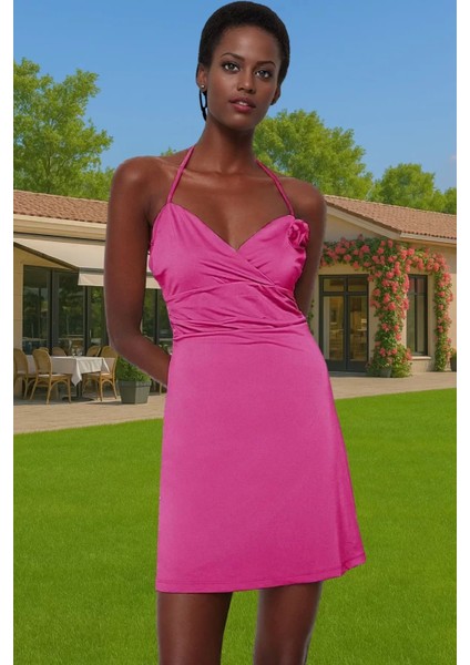 A Line Sandy Örme Mini Elbise Kalp Yaka Kolsuz Rahat Yazlık Rahat Kullanım Rahat Kullanım fiyatları