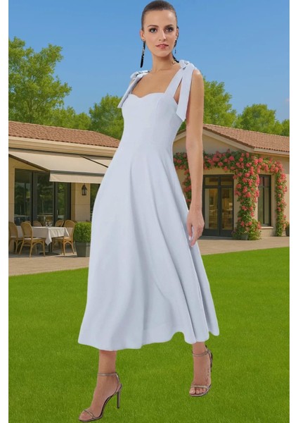 Feminen A Kesim Midi Abiye Elbise Polyester Elastan Dokuma Kumaştan Günlük Kullanım Için fiyatları