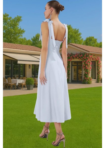 Feminen A Kesim Midi Abiye Elbise Polyester Elastan Dokuma Kumaştan Günlük Kullanım Için modelleri