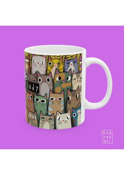 Crazy Cat Lady Yazılı Kedi, Kedisever, Kedi Annesi Temalı Porselen Hediyelik Kahve Kupası fiyatları