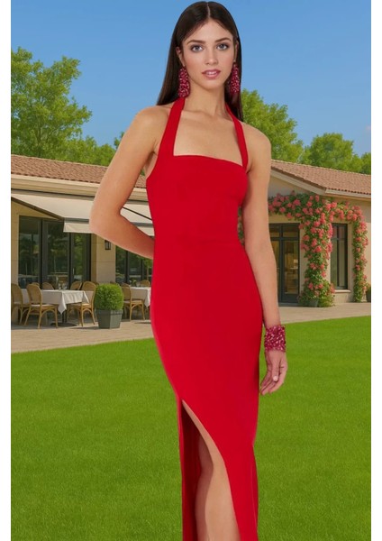 Kadın Bodycon Midi Elbise Kare Yaka Finike Dokuma Yazlık Şık Elbise Trend Tasarım Yüksek Kalite
