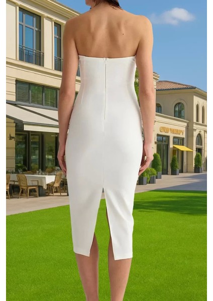 Şık Halter Yaka Bodycon Elbise Taş Detaylı Finike Dokuma Kaliteli Işçilik Kaliteli Işçilik modelleri