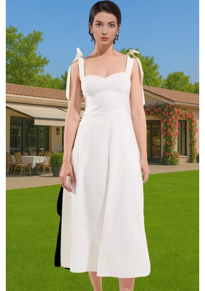 Feminen A Kesim Midi Abiye Elbise Polyester Elastan Dokuma Kumaştan Günlük Kullanım Için fiyatları