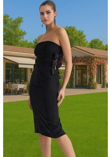 Şık Fiyonklu Midi Boy Abiye Elbise Konforlu Kesim Profesyonel Görünüm Premium Kalite Özenle Seçilmiş fiyatları