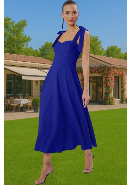 Feminen A Kesim Midi Abiye Elbise Polyester Elastan Dokuma Kumaştan Günlük Kullanım Için fiyatları