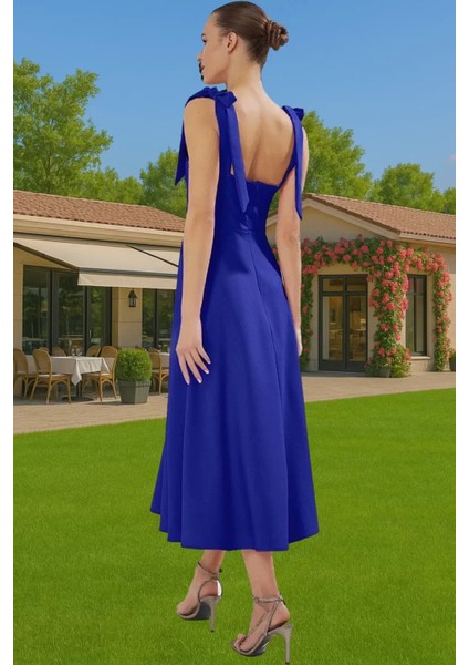 Feminen A Kesim Midi Abiye Elbise Polyester Elastan Dokuma Kumaştan Günlük Kullanım Için modelleri