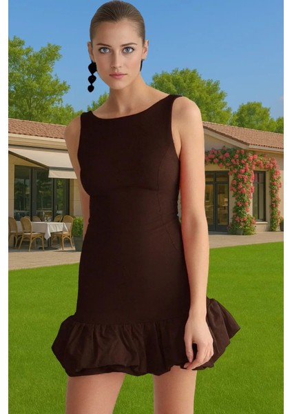 Yazlık Mini Elbise Astarlı Balon Etekli Kısa Gece Elbisesi Uzun Ömürlü Premium Kalite Seçkin Malzeme