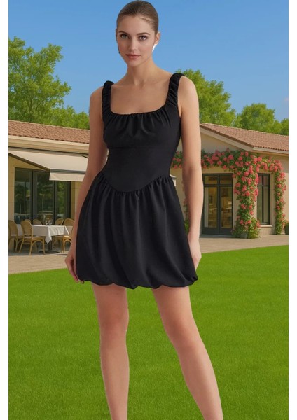 Şık A Kesim Mini Abiye Elbise Polyester Elastan Yazlık Şık Görünüm Profesyonel Görünüm