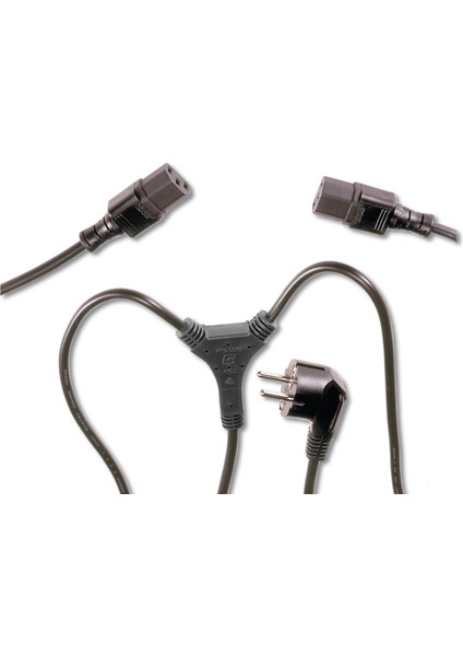 Y Güç Kaynağı Kablosu, Schuko Erkek - 2x C13 Dişi, 1.7 Metre (Mains Splitter Cable, Schuko Plug - 2x C13 Jack, 1.7 Metre, H05VV-F3G 1.0qmm/0.75)