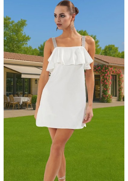 Kısa Saten Abiye Elbise Kare Yaka A Kesim Askılı Yazlık Mezuniyet Kaliteli Işçilik Özenle Seçilmiş