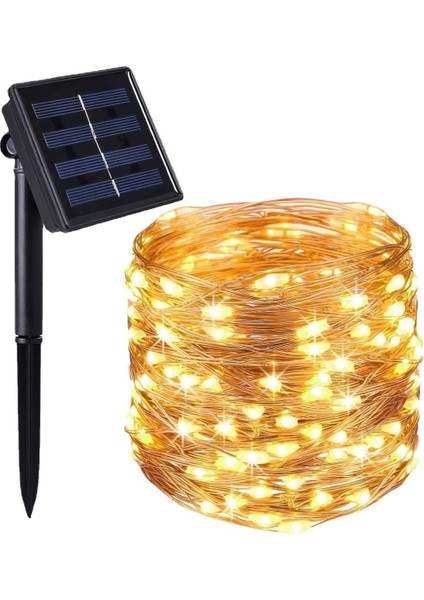 Solar Güneş Enerjili Peri LED 20 Metre Günışığı 8 Mod 200 LED