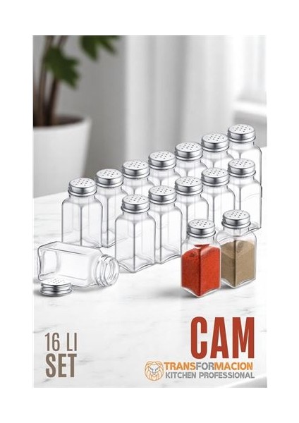 Cam Tuzluk Biberlik Karabiberlik 16 Lı Set