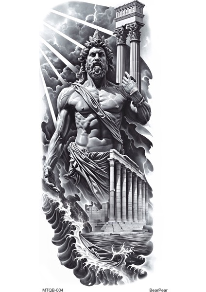 Poseidon Kol Dövmesi Kol Kaplama Geçici Dövme Tattoo