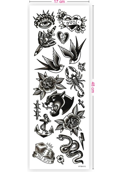 Karışık Figürlü Kol Kaplama Geçici Dövme Kol Dövmesi modelleri