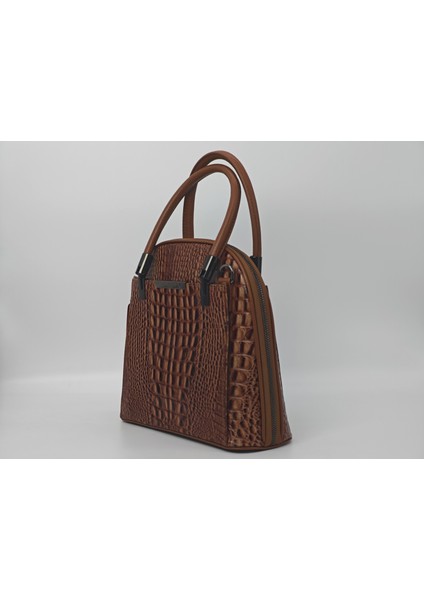 Açık Kahve Timsah Desen Deri Çanta - Hakiki Deri 40085 - Çok Bölmeli , Gerçek Deri fiyatları