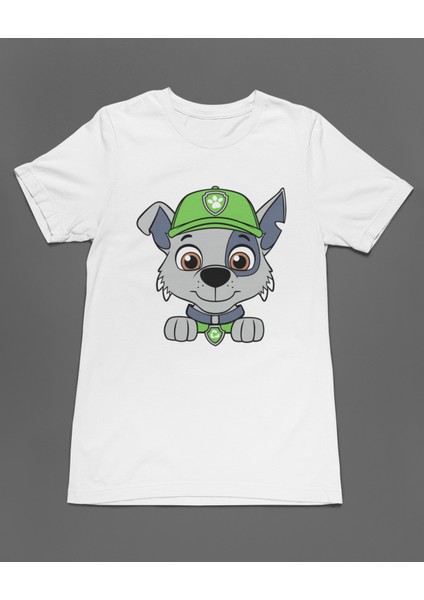 Yeşil Şapkalı Kurtarıcı Rocky Paw Patrol Unisex Tişört T-Shirt