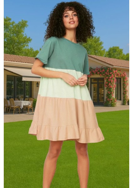 Yazlık Pamuk Mini Elbise A Line Bisiklet Yaka Rahat Günlük Stil Modern Stil Kaliteli Işçilik fiyatları