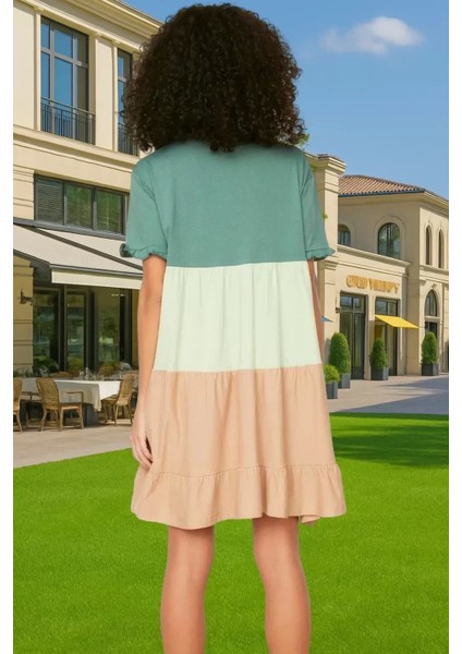 Yazlık Pamuk Mini Elbise A Line Bisiklet Yaka Rahat Günlük Stil Modern Stil Kaliteli Işçilik modelleri