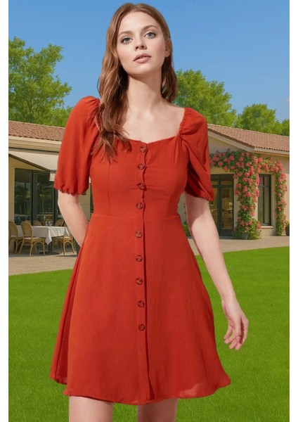 Kadın Şık A Kesim Mini Elbise Pamuk Polyester Dokuma Kumaş Şık Görünüm Özenle Seçilmiş Mükemmel Uyum fiyatları