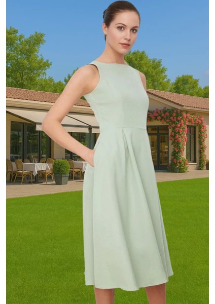 Pileli Midi Boy Elastan Dokuma Elbise Kadın Yazlık Mükemmel Uyum Premium Kalite Kaliteli Işçilik