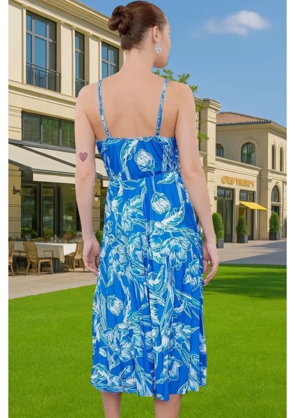 Yazlık Casual Ayarlanabilir Askılı Pileli Midi Elbise Seçkin Malzeme Yüksek Kalite Rahat Kullanım modelleri