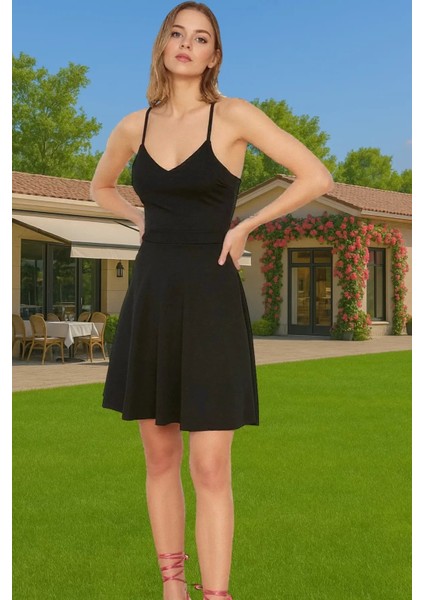 Kadın Yazlık Mini Elbise Polyester Örme Kumaş V Yaka Günlük Modern Stil Trend Tasarım