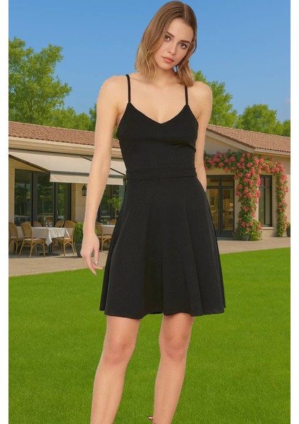 Kadın Yazlık Mini Elbise Polyester Örme Kumaş V Yaka Günlük Modern Stil Trend Tasarım