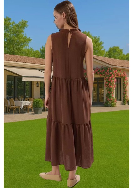 Kadın Şık Düz Kesim Kolsuz Midi Elbise Polyester Kumaş Nefes Alabilir Şık Görünüm Kaliteli Işçilik modelleri