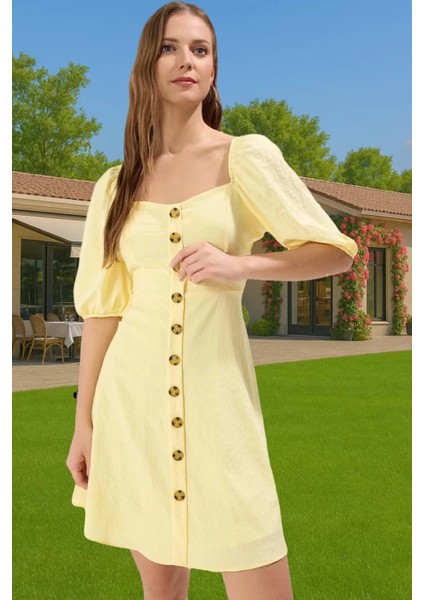 Kadın Şık A Kesim Mini Elbise Pamuk Polyester Dokuma Kumaş Şık Görünüm Özenle Seçilmiş Mükemmel Uyum