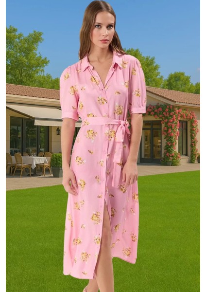 Kadın Şık Midi Boy Viskoz Elbise Animal Desenli Kuşak Detayı Casual Rahat Kullanım Şık Görünüm fiyatları