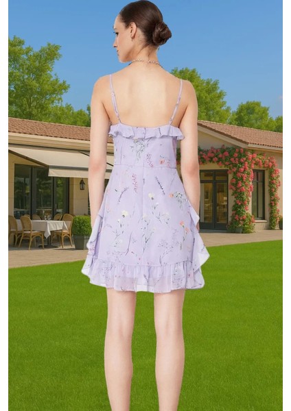 Astarlı Çiçekli Desenli Mini Şifon Elbise Rahat Yazlık Kıyafet Şık Görünüm Profesyonel Görünüm modelleri