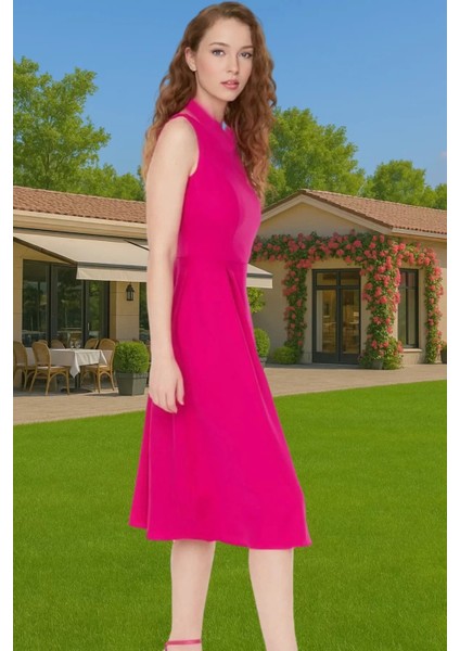 Pileli Midi Boy Elastan Dokuma Elbise Kadın Yazlık Mükemmel Uyum Premium Kalite Kaliteli Işçilik