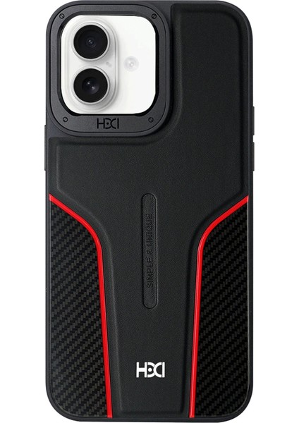 Apple iPhone 16 HBC-264 Lambor Karbon Fiber Sport Kapak - Siyah