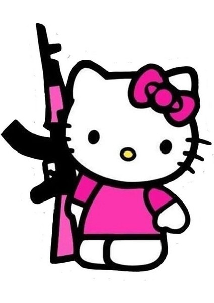 Hello Kity Araba, Motorsiklet, Kask, Laptop,cam Sticker 14X10 cm fiyatları