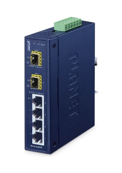 Industrial 4-Port 10/100BASE-TX + 2-Port 1000BASE-X Sfp Ring Ethernet Switch (-40 To 75 Degree C, Dual 9~48V DC/24V Ac, Fiber Ports Switch/ring Mode Via Dıp Switch, Super-Fast, Fault-Tolerant Ring Red