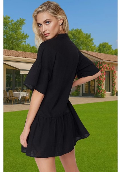 Kadın Kısa Kollu Pamuklu Mini Elbise Rahat Yazlık Stil Rahat Kullanım Zarifane Tasarım Uzun Ömürlü modelleri